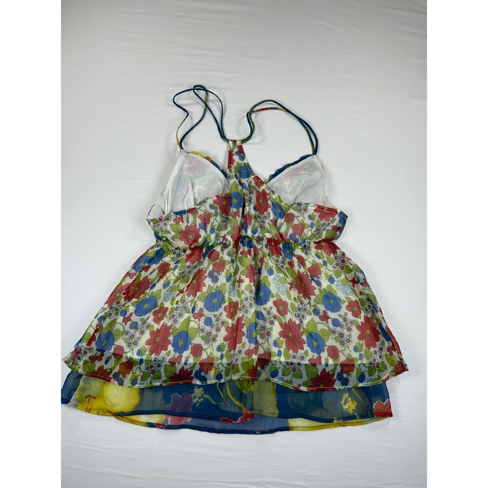 Hollister camisole Womens Floral Chiffon Empire Waist Top Medium - Picture 2 of 8